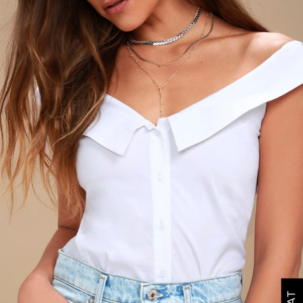 Lulus Off The Shoulder White Blouse